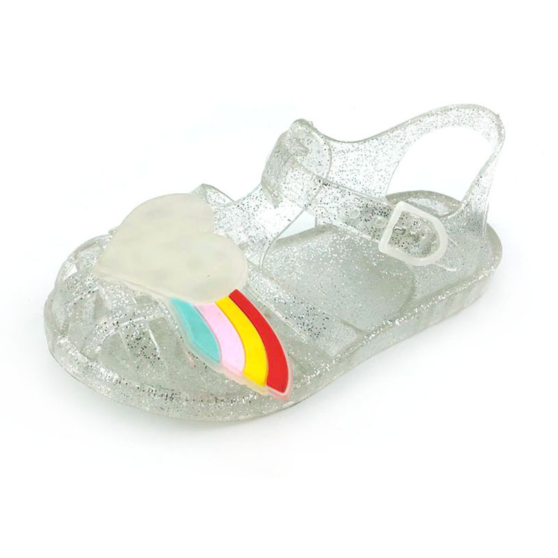 Korean version of summer small and medium-sized girls and children's Baotou jelly sandals and slippers children's love wings Roman shoes single-layer shoes beach shoes