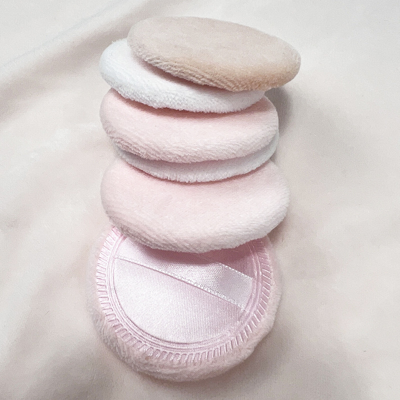 Wholesale round makeup cotton dry puff short velvet satin powder powder powder powder body pressed cotton makeup puff