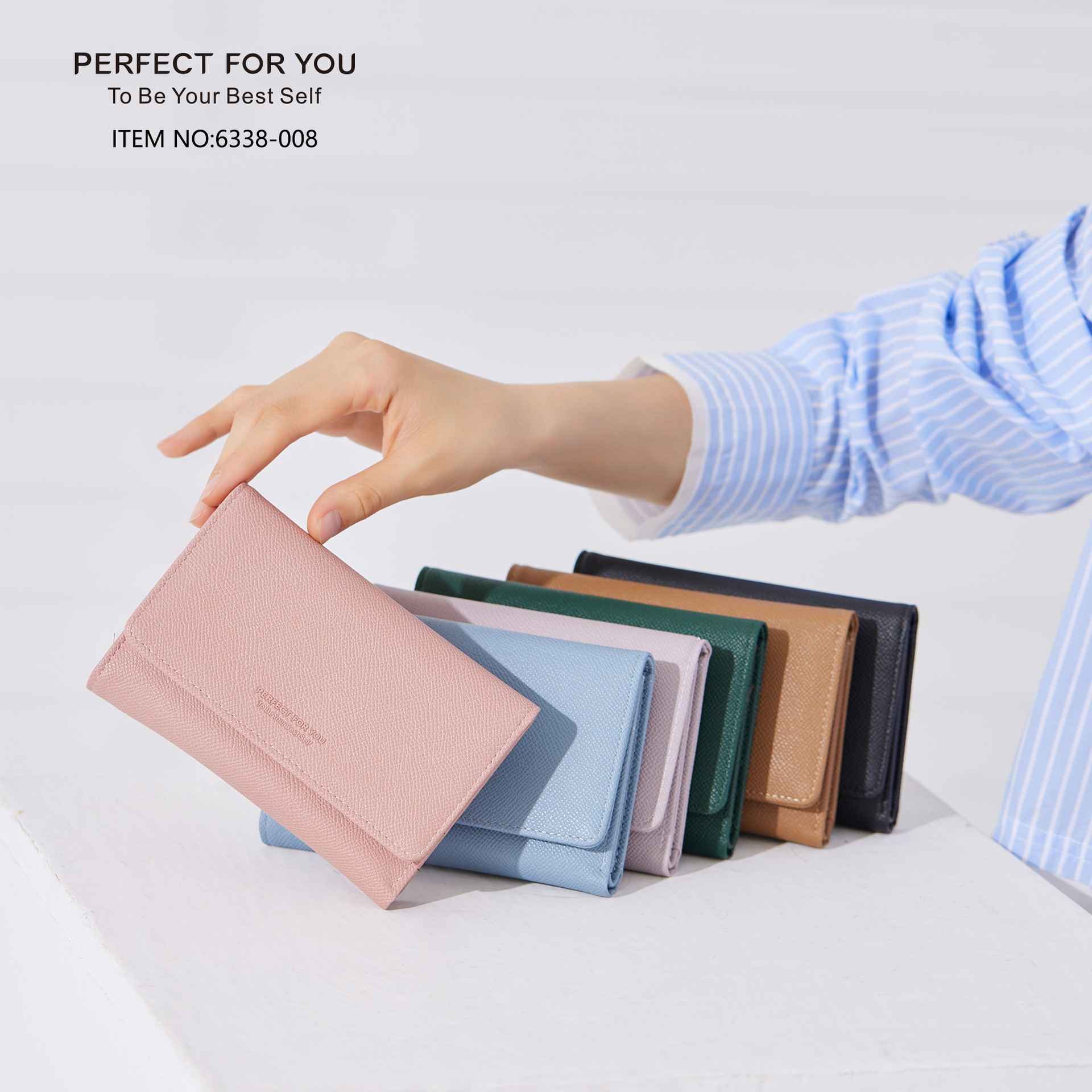 perfect for you女士錢包三折中長款大容量時尚手拿包pu錢夾批發