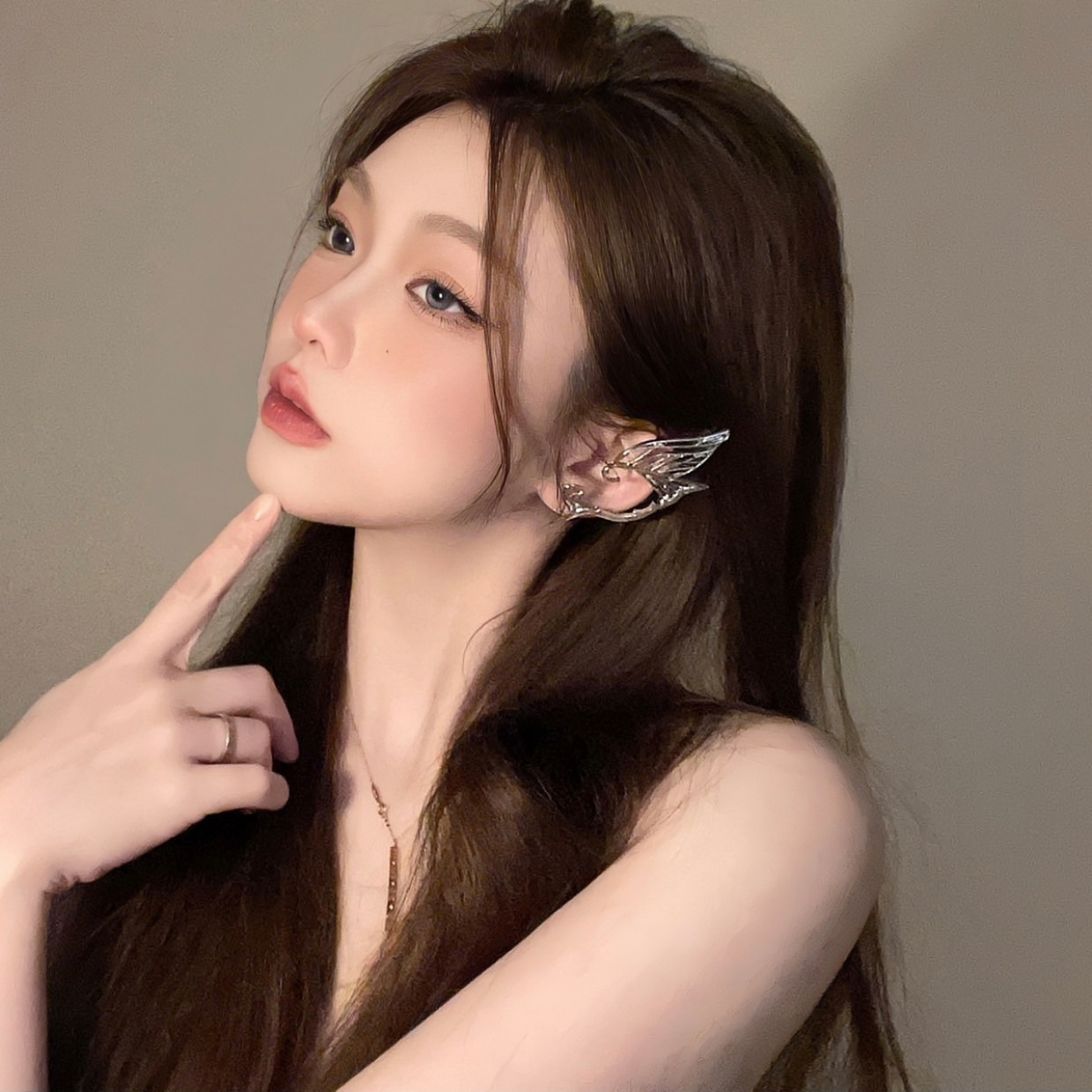 精靈翅膀耳朵耳夾女無耳洞耳骨夾耳掛小眾高級感獨特耳飾裝飾耳環