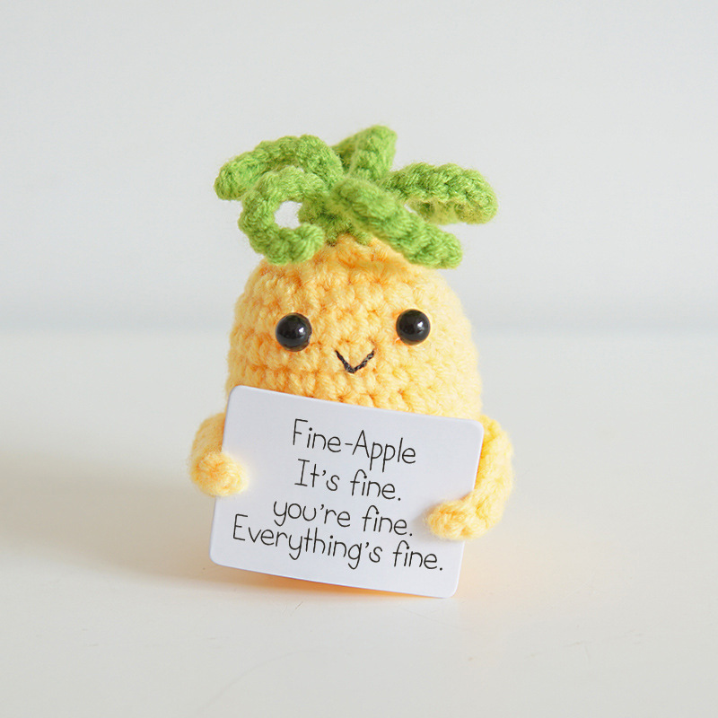 Cross-border Funny Expression Potato Crocheted Doll Positive Energy Wool Knitted Plant Potted Plant Ornaments Pendant Emotional Card