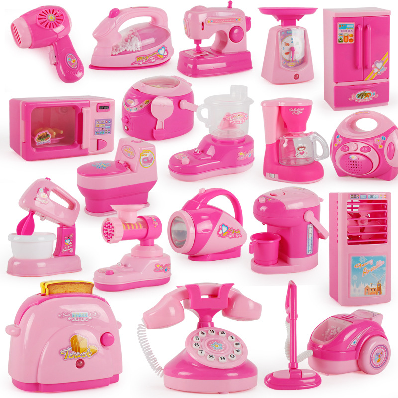 Children's simulation kitchen play house small appliances refrigerator microwave oven hair dryer coffee machine electric kettle fun toys
