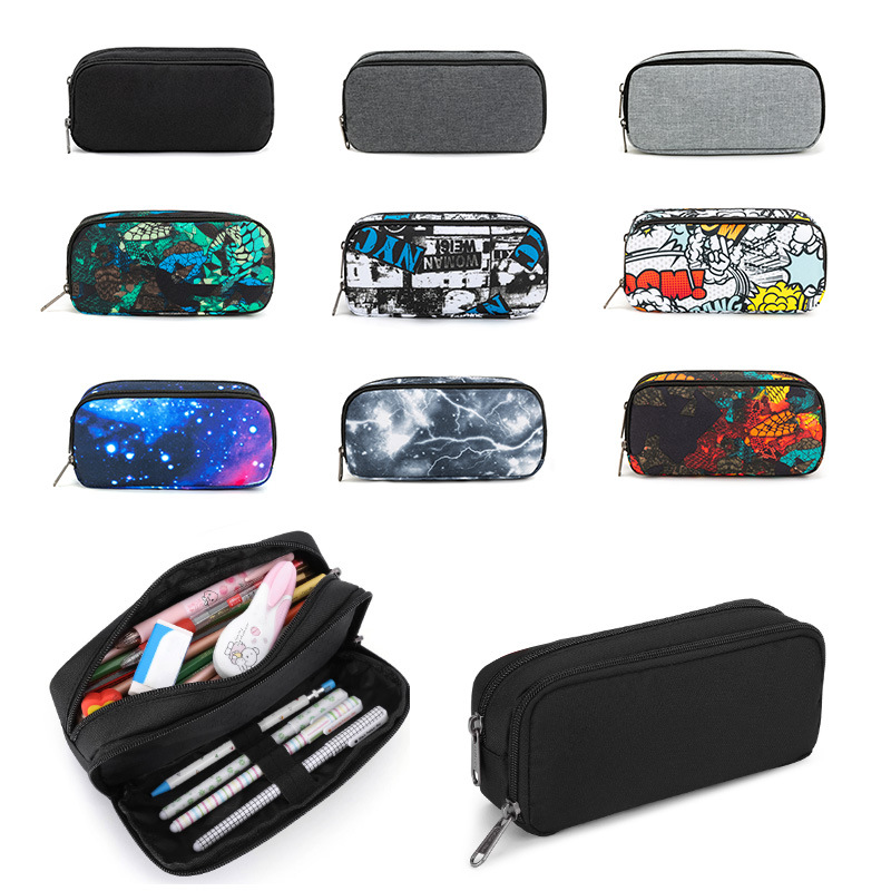 Cross-border New Student Large Capacity Stationery Box Simple Fashionable Men's and Women's Stationery Bag Light Portable Pencil Bag for Primary and Secondary Schools