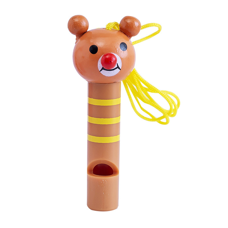 Cartoon Lanyard Wooden Whistle Wholesale Children's Outdoor Refueling and Blowing Games Stall Activities Student Gifts
