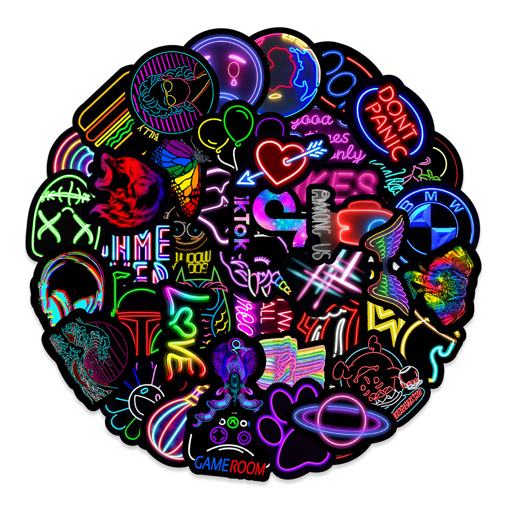 50 new neon graffiti stickers car mobile phone computer notebook Cup decorative stickers wholesale