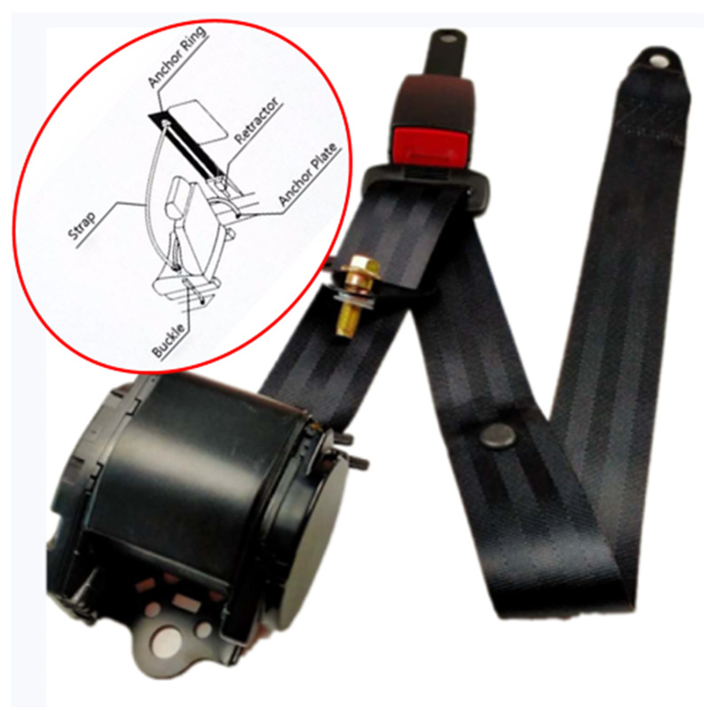 Automatic self-locking ordinary three-point car seat belt driver's seat auxiliary seat rear seat belt assembly