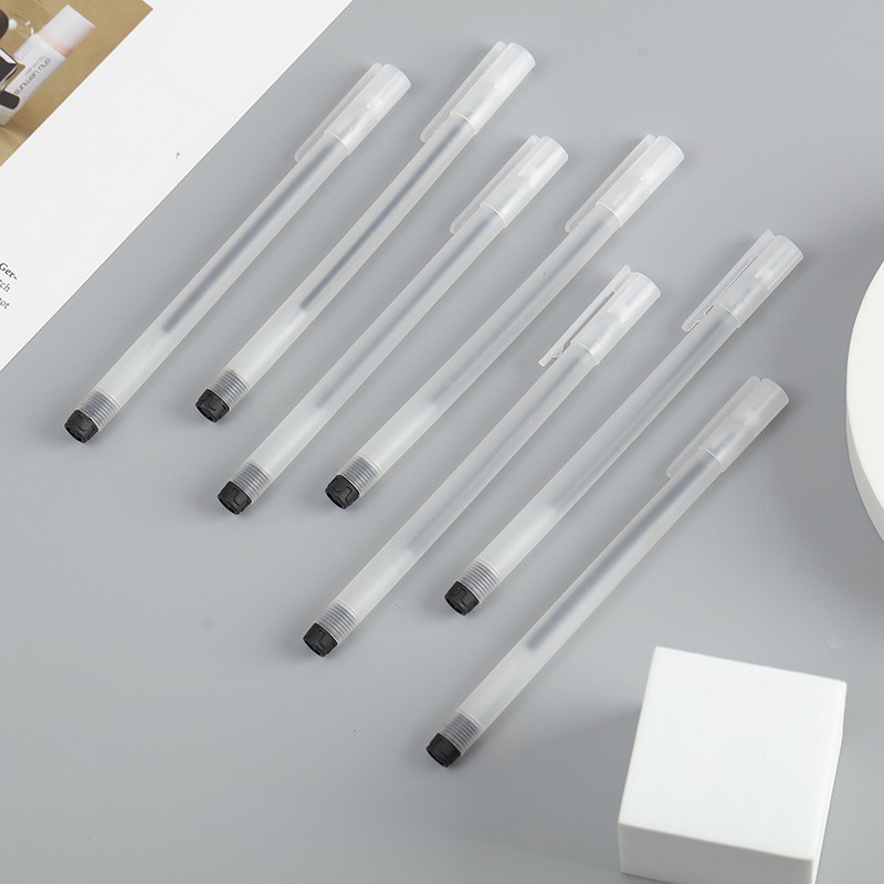 Factory direct unprinted wind frosted 0.5 needle tube gel pen carbon pen student office stationery Black Red Blue
