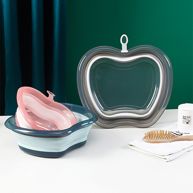Portable Crystal Thickened Apple Washbasin Foldable Washbasin Student Dormitory Laundry Outdoor Travel Compression Basin