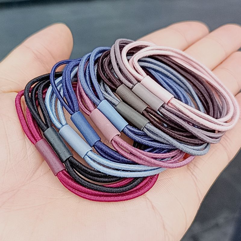 Three-line one Korean version of small fresh black three-in-one hair ring color head rope high elastic base rubber band hair rope