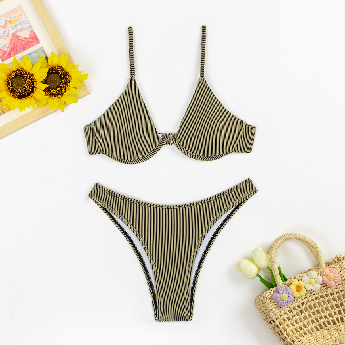 Amazon women's swimsuit fashion new style sexy solid color bikini European and American Foreign trade swimsuit for women