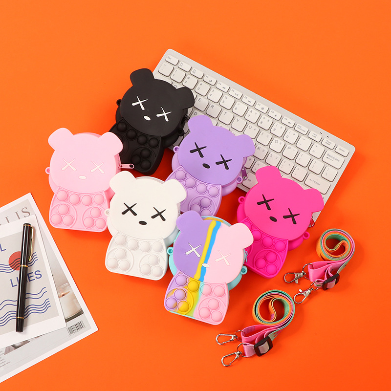 Cross-border hot-selling cartoon silicone bag children's shoulder diagonal bag bubble silicone coin purse children's clothing bag wholesale
