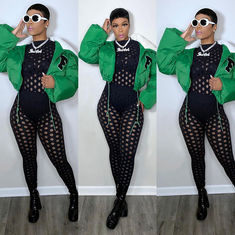 Q22TP392 European and American women's clothing 2022 autumn and winter New Fashion solid color embroidery North American small stand collar casual cot_voghion.com