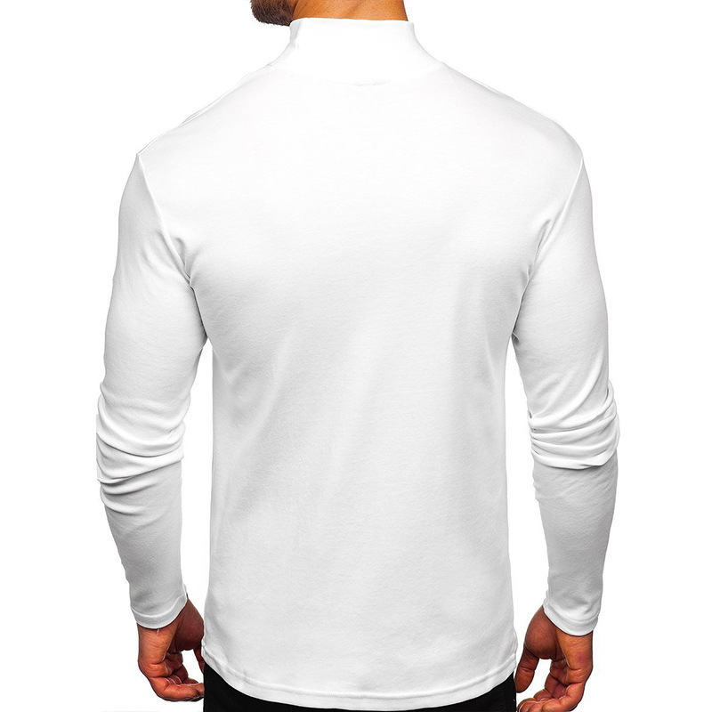 Foreign Trade Men's High Collar Warm Base Shirt Top Cross-border Autumn and Winter Fleece-lined European and American Long Sleeve T-shirt Amazon Men's Wear