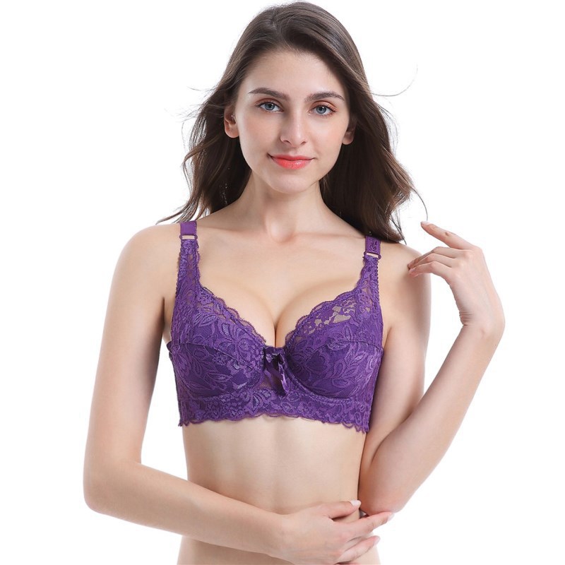 Ultra-thin large size cotton cup adjustable bra lace sexy bra with underwire push-up women's underwear wholesale