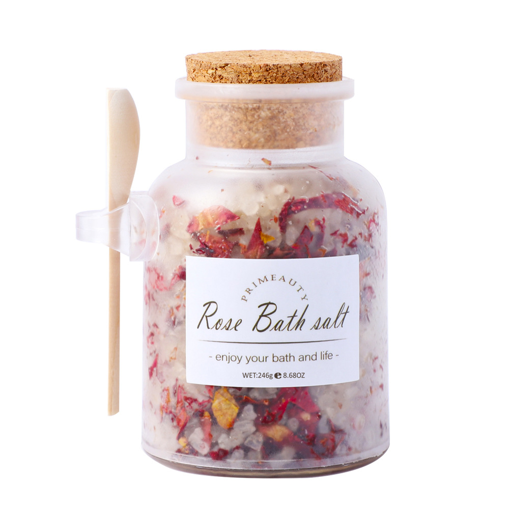 Cross-border manufacturers wholesale rose dried flower bath salt cleaning and moisturizing bath salt foot bath bath bath 2 in 1