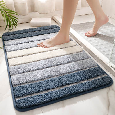 Cross-border simple striped home bedroom door mat bathroom absorbent mat household bathroom door anti-slip mat