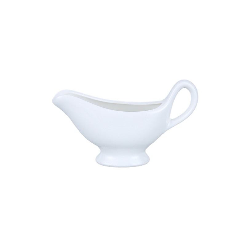Hotel restaurant ceramic juice bucket sauce jug with handle boat type juice bucket milk jug Milk Cup sugar jar steak bucket juice jug logo