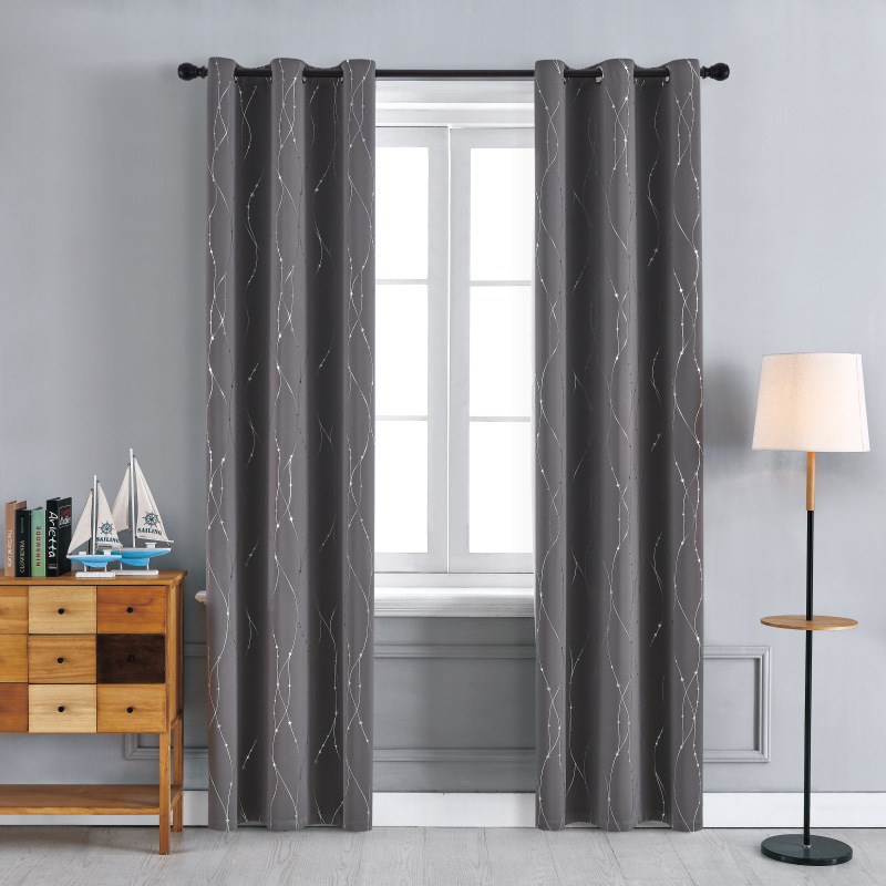 Shaoxing Curtain Wholesale Hot Silver High Precision Printing Finished Shading Curtain Foreign Trade Cross-border Curtain Fabric curtains