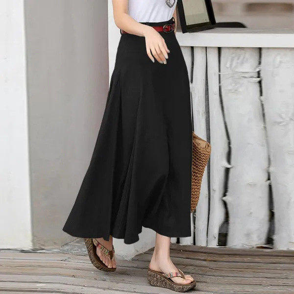 Foreign Trade 2023wish Amazon Independent Station New Spring and Autumn High Waist Loose Irregular Large Swing Solid Color Skirt