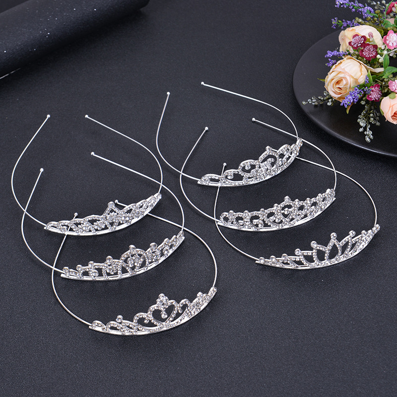 Children's Rhinestone Crown Hair Band Hair Comb Cute Princess Girl Hair Accessories Baby Festival Performance Bridal Headdress