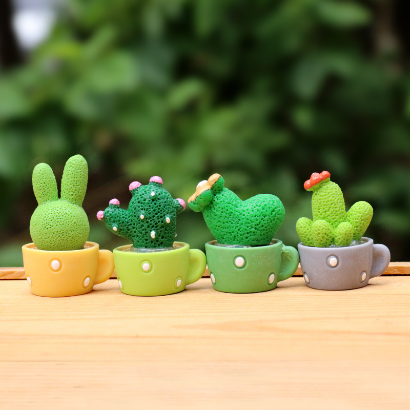 Mini simulation succulent cactus ball resin crafts small ornaments blind box micro landscape desktop decorations