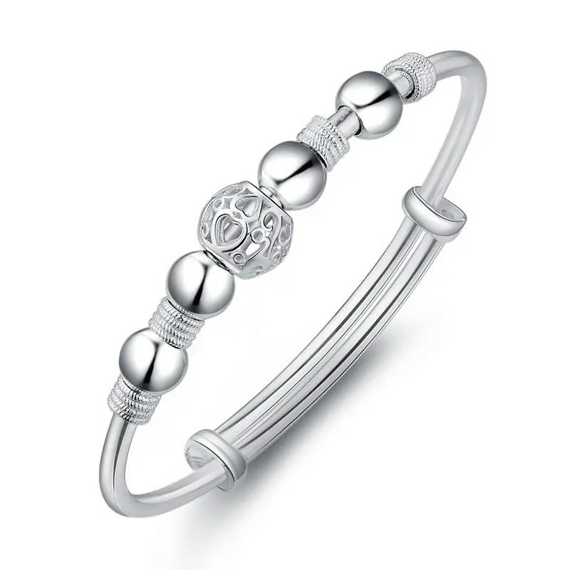 New Nine Transfer Bead Bracelet Women's Simple Silver Plated Three Life III Bracelet Women's Linglong Ball Jewelry Factory Wholesale