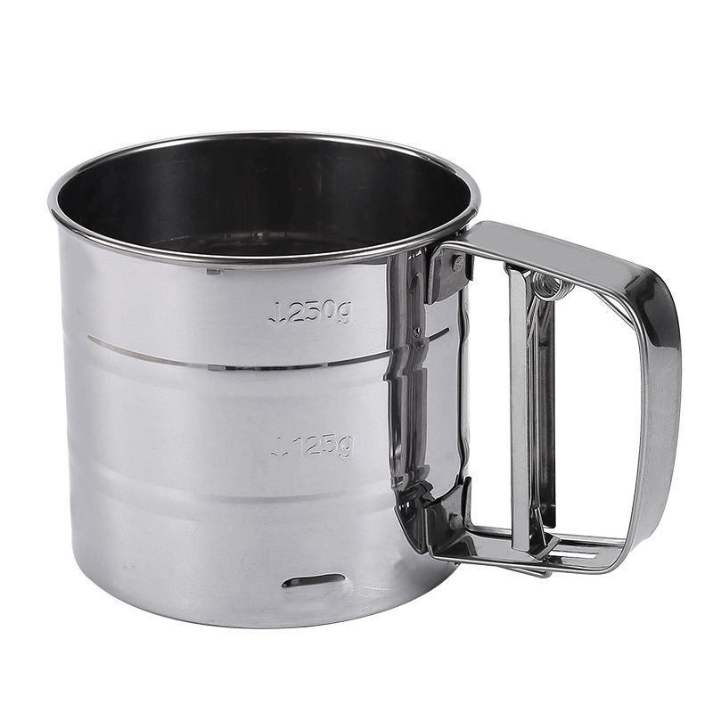 Spot powder sifter baking hand-held semi-automatic flour sifter stainless steel flour sifter filter cup type hand pressure type