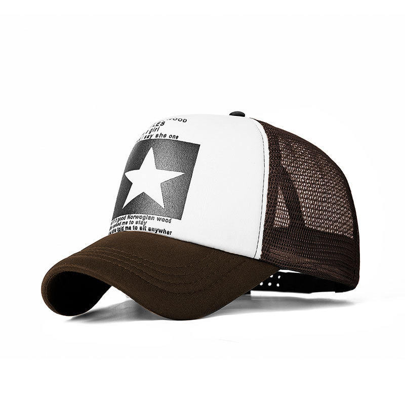 Fashion Five-pointed Star Baseball Cap Men's and Women's Retro Printed Mesh Cap Hip-hop Breathable Summer Outdoor Sun Hat