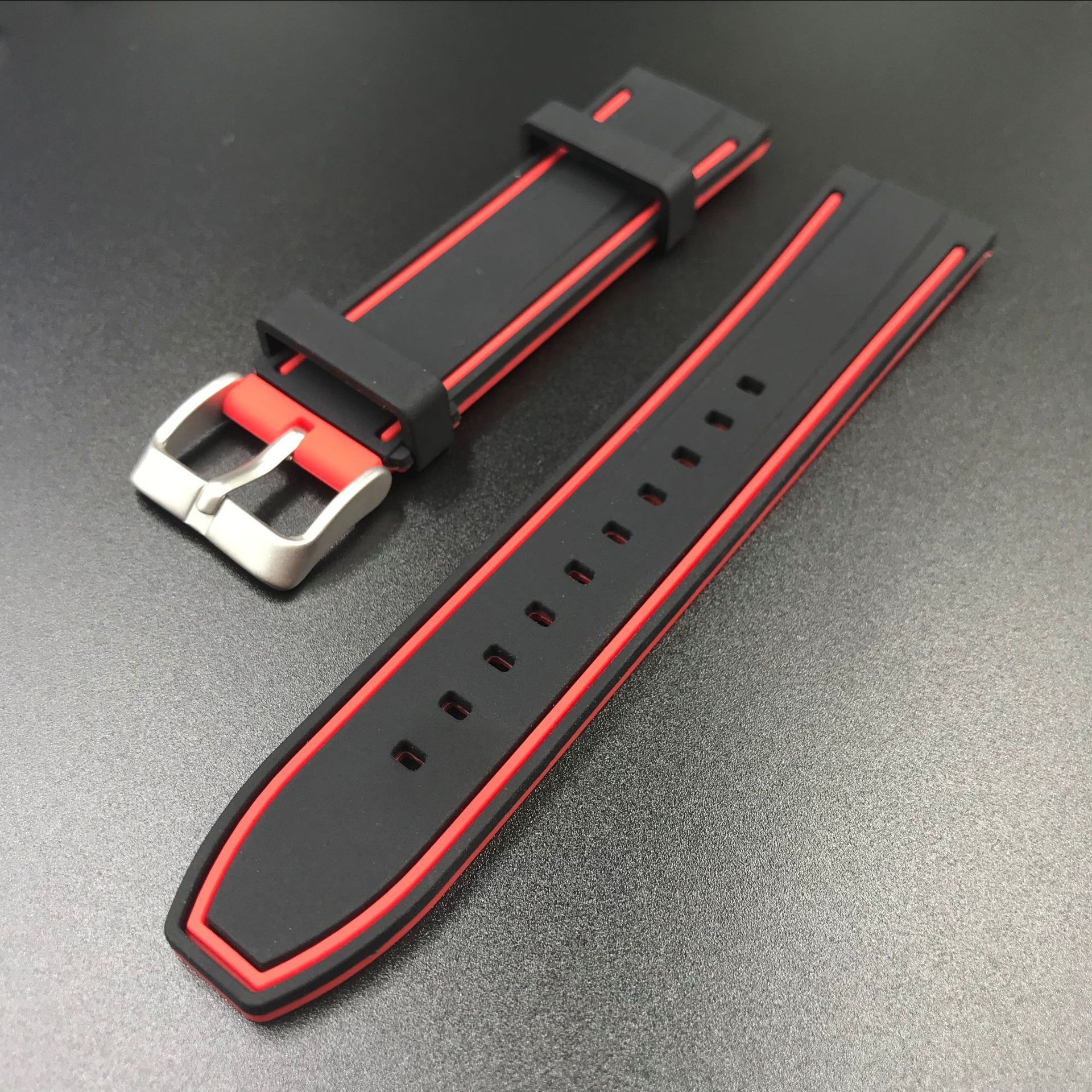 Black face red background