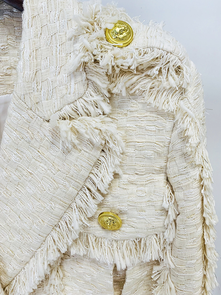 In stock 2024 autunno e inverno Nuova giacca da abito con frange in tweed corto temperamento moda europea e americana_voghion.com