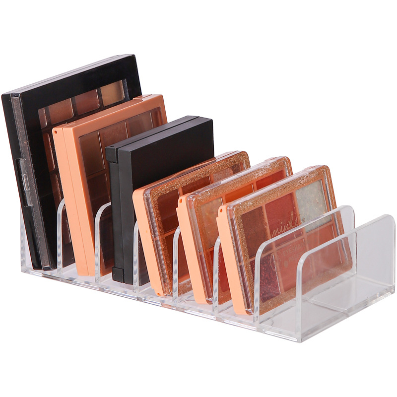 Powder Eyeshade Plate Storage Box Makeup Blush Cosmetic Shelf Desktop Multi-Grid Display Box 7-Grid Transparent Plastic