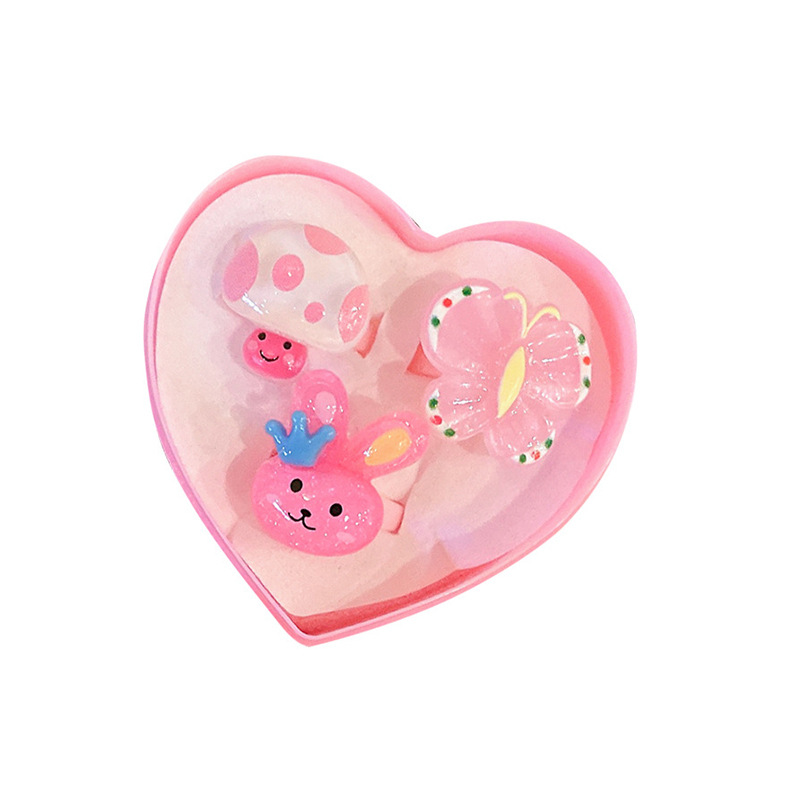 Children's Princess Gemstone Ring Little Girl Cute Cartoon Fruit Diamond Ring Jewelry Set Children's Day Gift