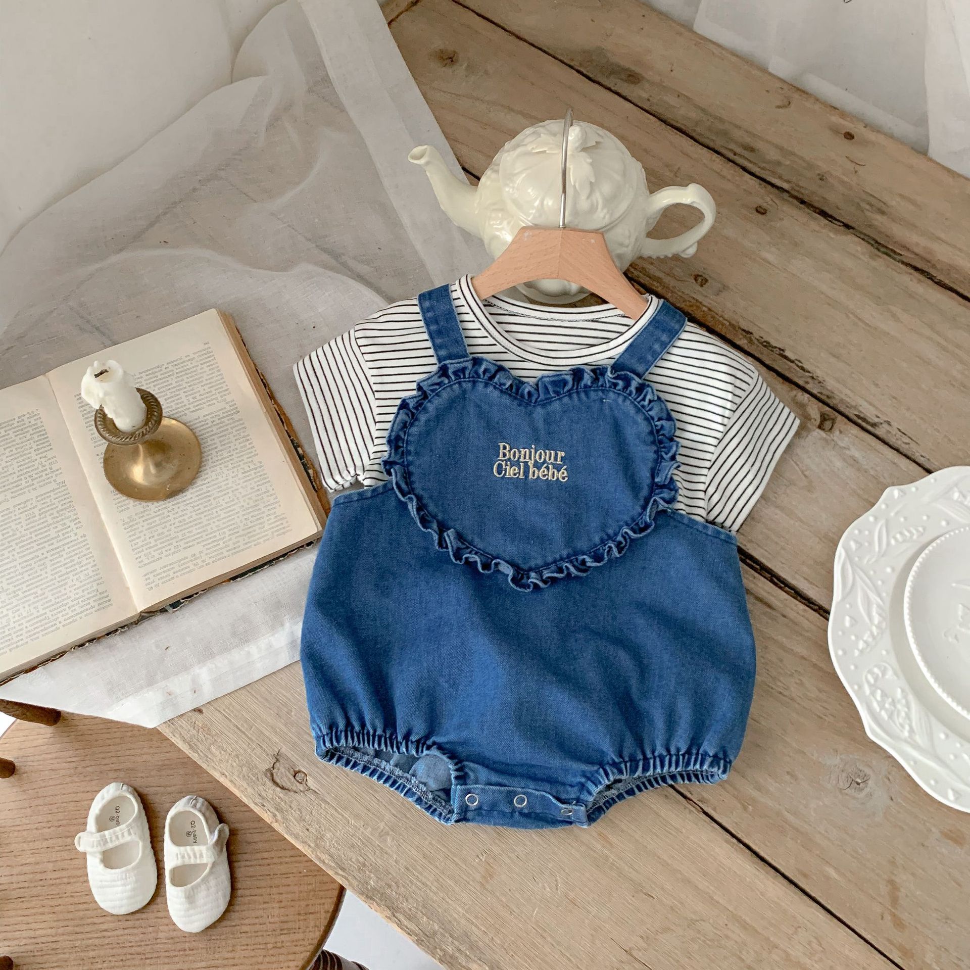 Korean-style baby Summer clothes soft Denim suspender sheath fashionable baby cute super cute jumpsuit outwear