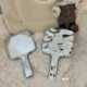 A little small and advanced ~ ins style silver mirror handle mirror mini handheld portable hand-held cosmetic mirror water ripple