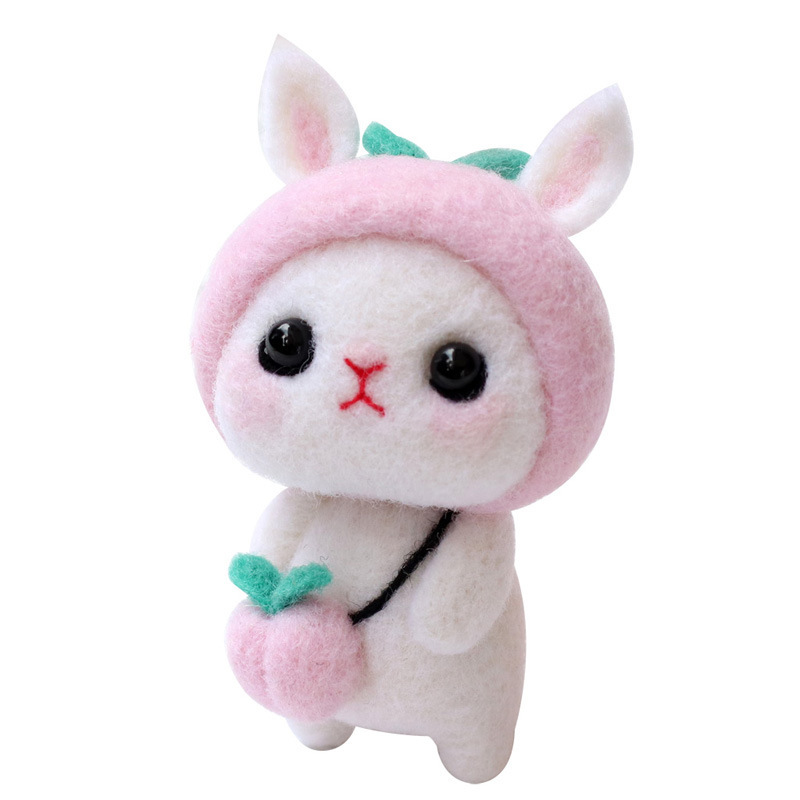 白うさぎの羊のフェルトのスタンプの完成品のdiy材料は手作りの人形のキーホルダーの卸売りを包みます。|undefined