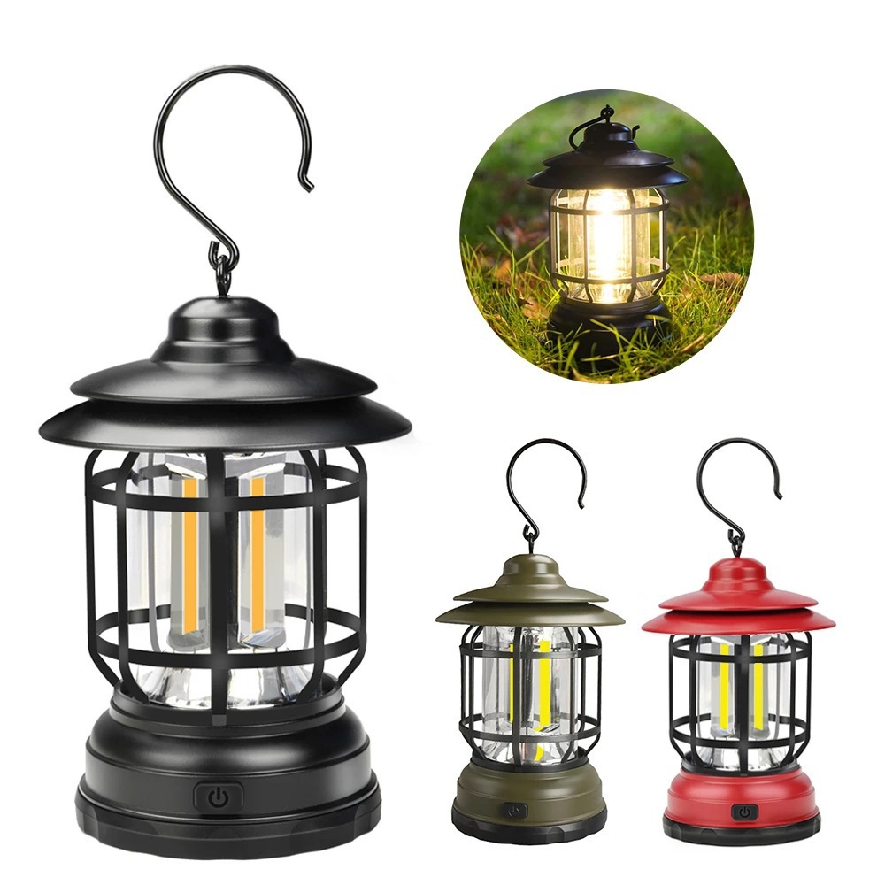 Outdoor camping light portable multi-functional portable LED camping light tent light Type-C rechargeable retro Lantern