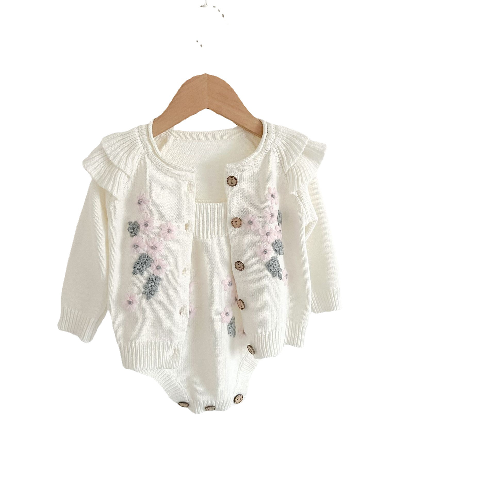 2022 Baby 3-6-September Baby Suit Flower Coat Strap Hassel Climbing Suit Two-Piece Single Shot