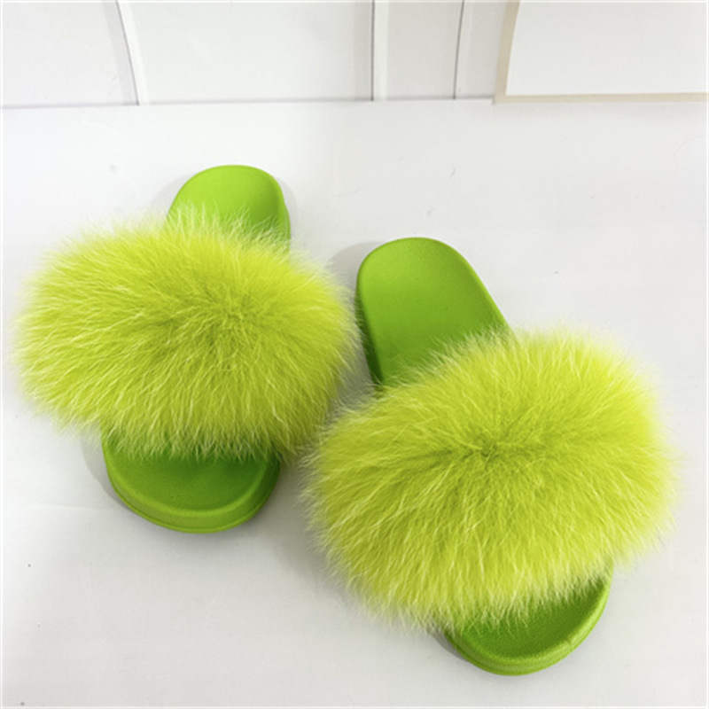 2023 new cute autumn and winter fox fur color slippers niche versatile sweet western style out slippers