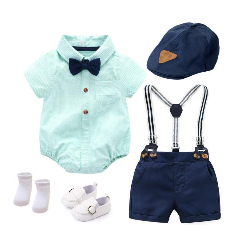 跨境 夏季新款爬服 男寶寶紳士哈衣 嬰幼兒服飾廠家批發 一件代發