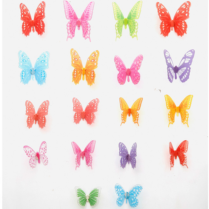 18 black and white color glitter three-dimensional butterfly wall stickers living room bedroom wall decoration stickers wall layout creative