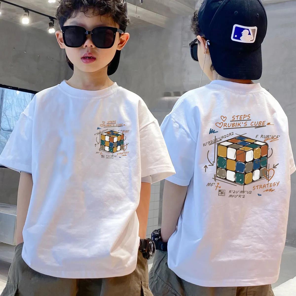 Children's clothing boys' short-sleeved T-shirts pure cotton summer tops 2024 new style medium and large children's round neck clothes children's Korean style trend
