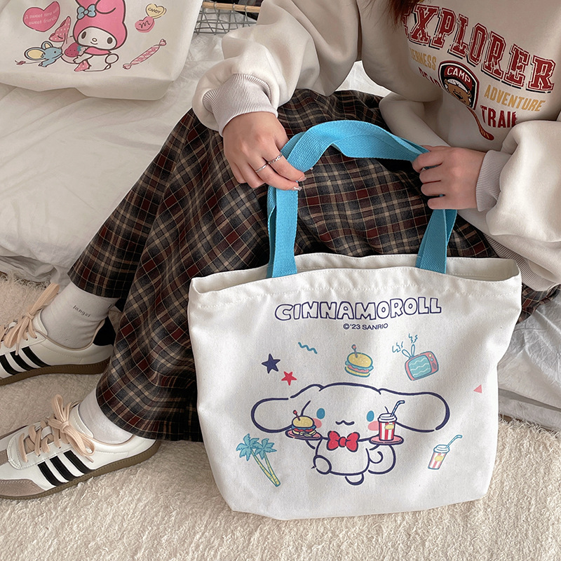 Sanrio shopping bag canvas cute coolomi Yugui dog melody cute cute large capacity shoulder bag
