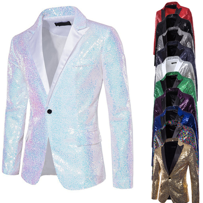 Suit men's foreign trade performance dress sequined European size suit nightclub men's host MC studio European and American men's coat