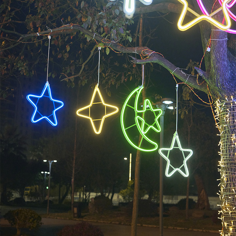 led five-pointed star lamp moon snowflake wishing modeling lamp outdoor waterproof street lighting holiday decorative lamp hanging tree