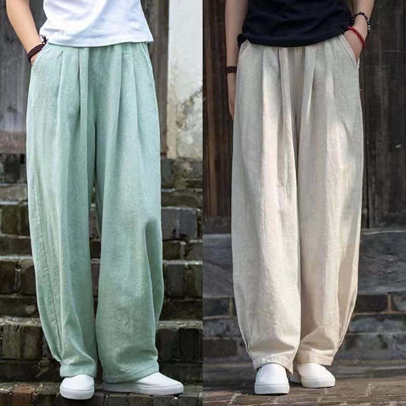 Cotton and Linen Bloomers Women's Spring and Autumn 2024 New Arrival Linen Artistic Loose All-Match Casual Long Pants Practicing Tai Chi Pants