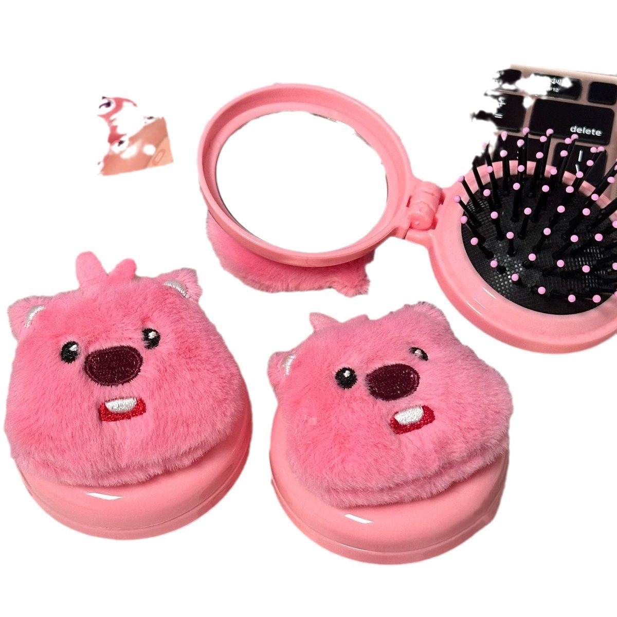 Plush loopy airbag comb cute little beaver air cushion mirror comb soft girl portable massage comb mini comb