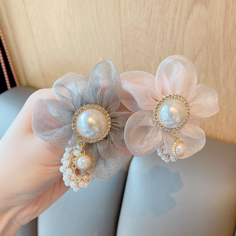 Children's Pearl Crown Hair Band Headwear Princess Headband Korean New Flower Little Girl's Ball Head Rubber Band