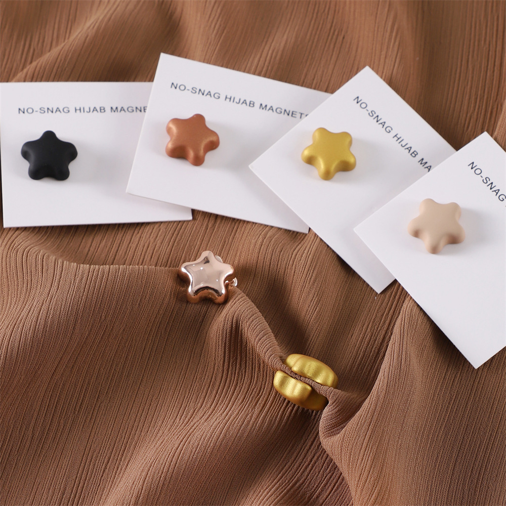 Cross-Border Star alloy bright matte strong magnetic buckle neck clip anti-running pin cap needle scarf buckle a pack