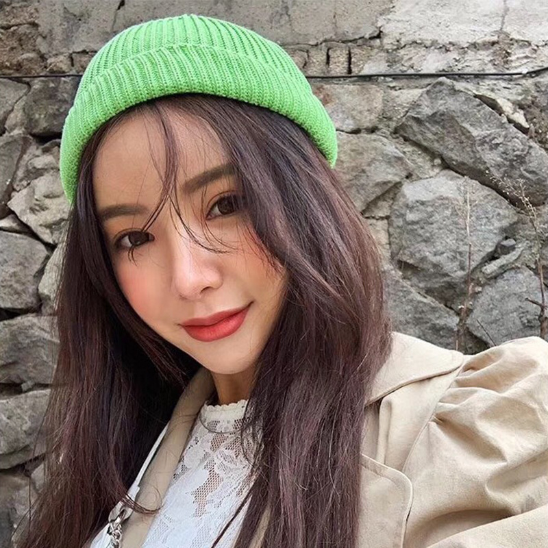 Autumn and Winter New Korean Style Candy Color Wool Knitted Hat Warm Couple Pullover Cap Student Guapi Hat Women's Customization