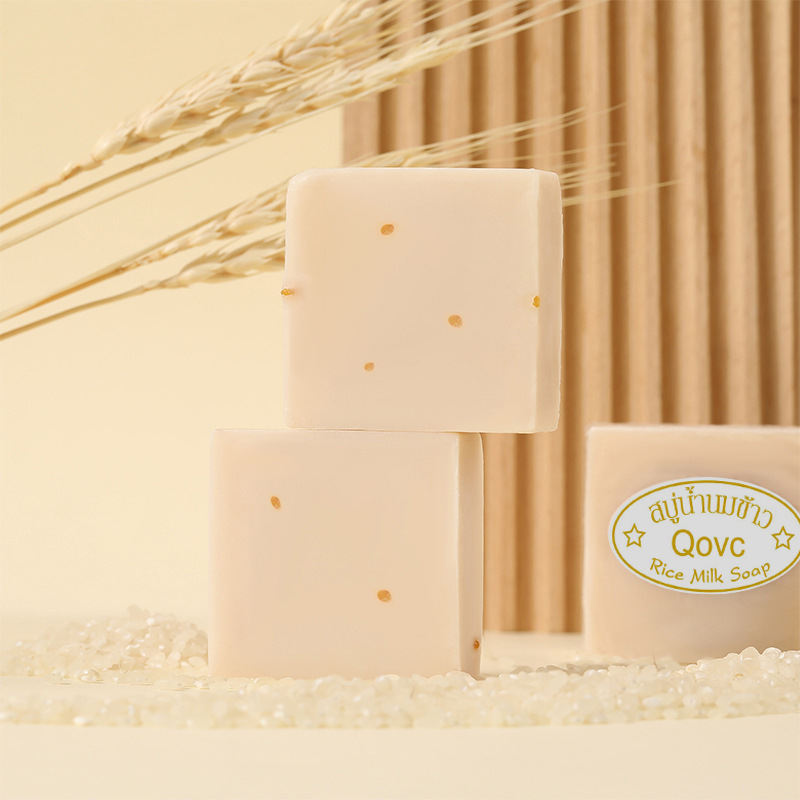 Spot wholesale local handmade rice soap 65g Thailand rice soap cleansing bath soap cold soap